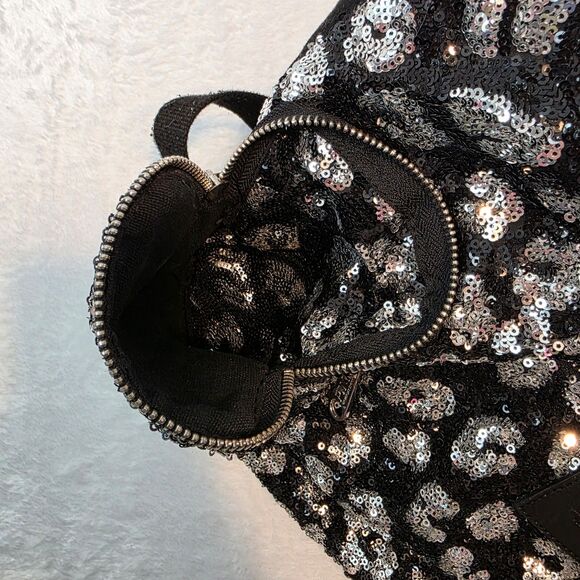 (2) Victoria's Secret PINK Leopard Cheetah & Polka Dot Backpacks Sequins Bling - Picture 10 of 16